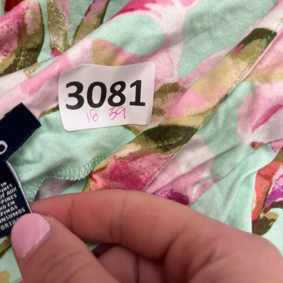 Chaps Womens Blue Pink A Line Dress 10 Floral V-Neck Sleeveless Tropical Easter - Picture 7 of 7